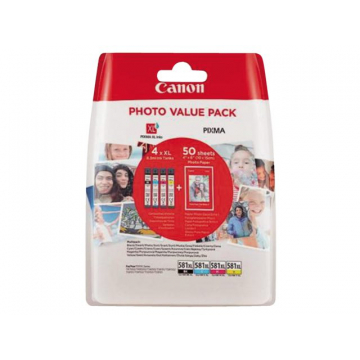 Inktcartridge Canon CLI-581XL + 50 vel 10x15cm