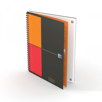 Oxford INTERNATIONAL notebook connect, stevige kartonnen kaft grijs, 160 bladzijden, ft B5, geruit 5 mm