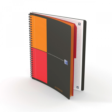 Oxford INTERNATIONAL activebook connect, stevige kartonnen kaft grijs, 160 bladzijden, ft B5 ,geruit 5 mm