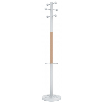 Unilux kapstok Access, hoogte 175 cm, 6 kledinghaken, met parapluhouder, wit met hout