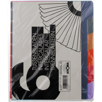 Atoma tabbladen, voor A4+ schriften, uit PP, set van 6, geassorteerde kleuren