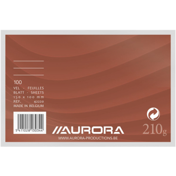 Aurora witte systeemkaarten, ft 10 x 15 cm, gelijnd, 210 g/m², pak van 100 stuks