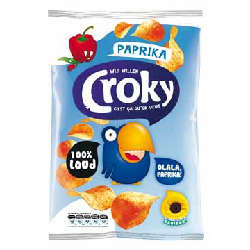 Croky chips paprika, sachet de 100 g