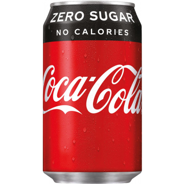 Coca Cola zero frisdrank, fat blik van 33 cl, pak van 24 stuks