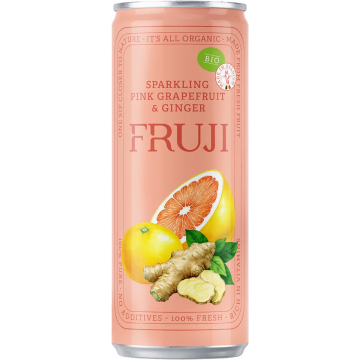 Fruji limonade, sparkling grapefruit & ginger Bio, blik van 25 cl, pak van 12 stuks