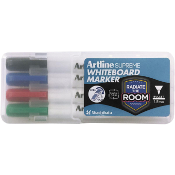 Artline Supreme whiteboardmarker, etui van 4 stuks, assorti