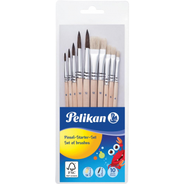 Pelikan penselenset , blister van 10 stuks, S613F in nr 4, 6, 8, 10 en 12 en S24 in nr 4, 6, 8, 10 en 12