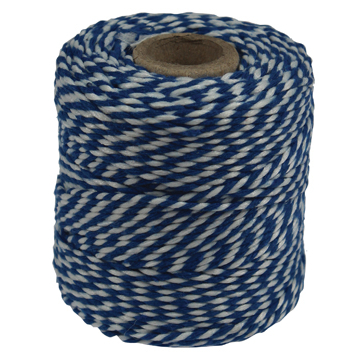 Ficelle de coton, bleu-blanc, bobine de 50 g, environs 45 m