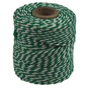 Ficelle de coton, vert-blanc, bobine de 50 g, environs 45 m