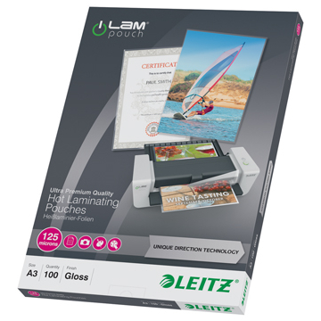 Leitz étuis à plastifier Ilam ft A3, 2 x 125 microns, (250 microns), paquet de 100 pièces