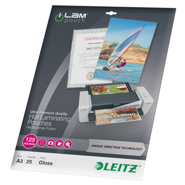 Leitz étuis à plastifier Ilam ft A3, 2 x 125 microns, (250 microns), paquet de 25 pièces