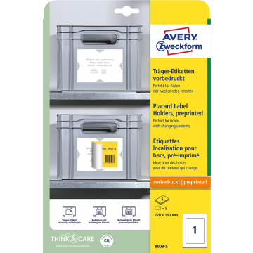 Avery positioneeretiket voorbedrukt, ft 220 x 160 mm, wit, pak van 5 etiketten