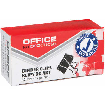 OFFICE products foldbackclip, zwart, 32 mm, doosje van 12 stuks