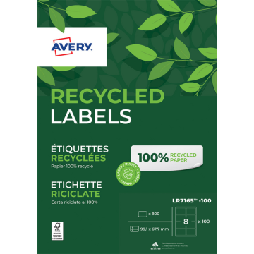 Etiquette Avery LR7165-100 99,1x67,7mm recyclé blanc 800 pièces