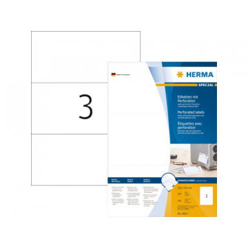 Etiket HERMA 4664 210x99mm geperforeerd wit 300stuks