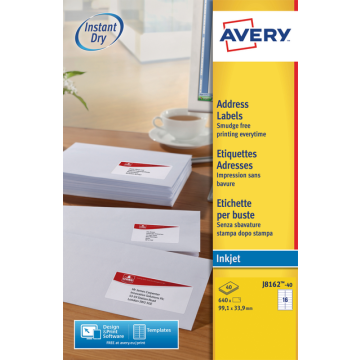 Etiket Avery J8162-40 99.1x33.9mm wit 640stuks