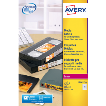 Etiket Avery L7665-25 72x21.2mm voor datatape's 600stuks