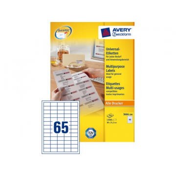 Etiket Avery Zweckform 3666-200 38x21.2mm wit 13000stuks