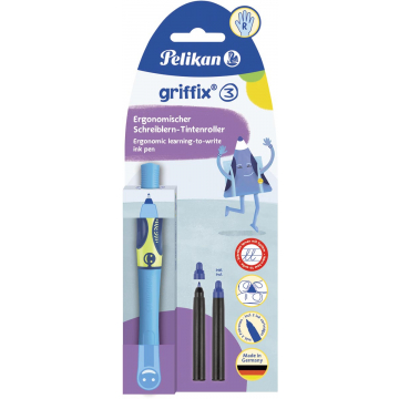 Pelikan roller Griffix rechts, blauw en groen, op blister