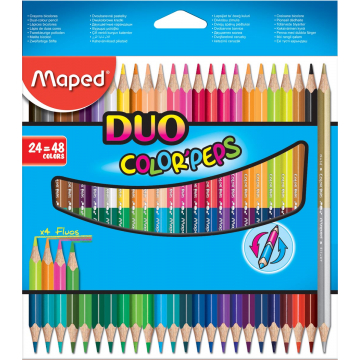 Maped crayon de couleur triangulaire Color'PepsDuo, étui cartonné de 24 crayons = 48 couleurs