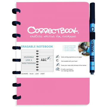 Correctbook A5 gelijnd herbruikbaar schrift, roze