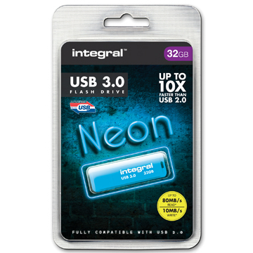 Integral Neon clé USB 3.0, 32 Go, bleu