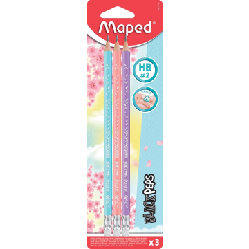 Maped potlood Black'Peps Pastel, met gum, blister van 3 stuks
