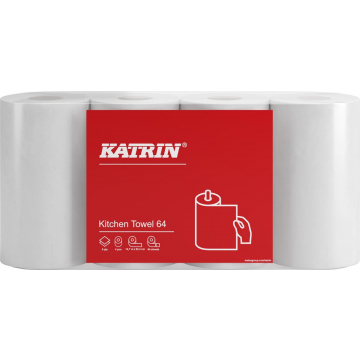 Katrin keukenpapier, 2-laags, 64 vel per rol, pak van 4 rollen