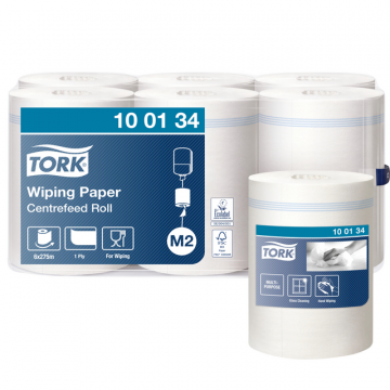 Poetspapier Tork M2 1 laags 6 rollen wit 100134
