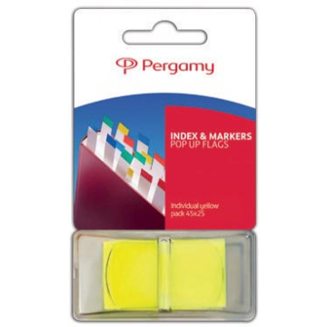 Pergamy Index & markeerstroken 'Pop up vlag',ft 43 x 25 mm, geel
