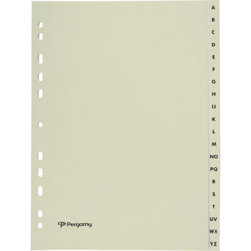 Pergamy tabbladen, ft A4, uit karton, A-Z, 11-gaats perforatie, beige