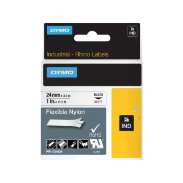 Labeltape Dymo Rhino 1734524 nyl 24mm x3.5m zwart op wit