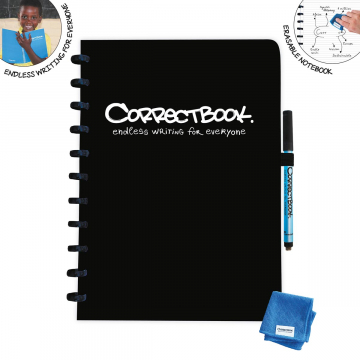 Correctbook A4 Original: uitwisbaar / herbruikbaar notitieboek, gelijnd, zwart