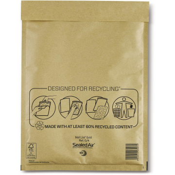 Mail Lite luchtkussenenvelop, ft 240 x 330 mm, goud, doos van 50 stuks