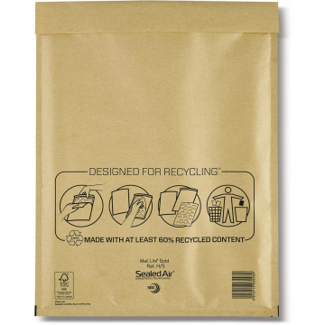 Mail Lite luchtkussenenvelop, ft 270 x 360 mm, goud, doos van 50 stuks