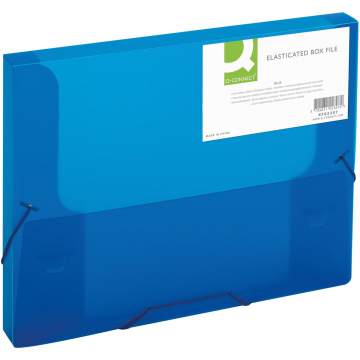 Q-CONNECT elastobox, met elastieken, A4, rug 25 mm, blauw