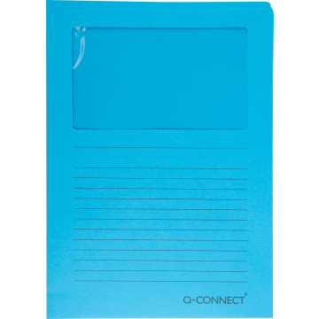 Q-CONNECT L-map met venster, 120 g/m², A4, pak van 100 stuks, blauw