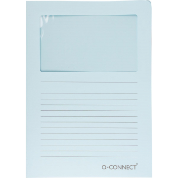 Q-CONNECT L-map met venster, 120 g/m², A4, pak van 100 stuks, lichtblauw