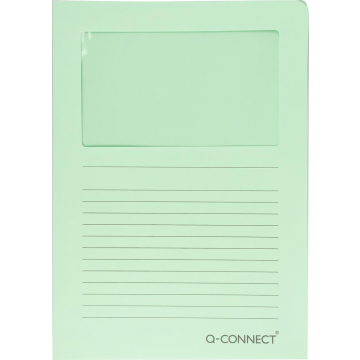 Q-CONNECT L-map met venster, 120 g/m², A4, pak van 100 stuks, lichtgroen