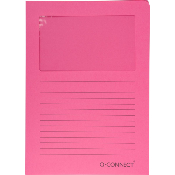 Q-CONNECT L-map met venster, 120 g/m², A4, pak van 100 stuks, roze