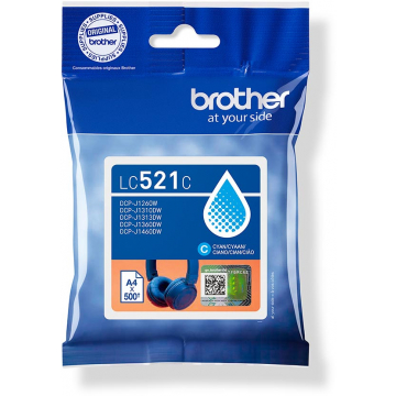 Brother inktcartridge, 500 pagina's, OEM LC-521C, cyaan
