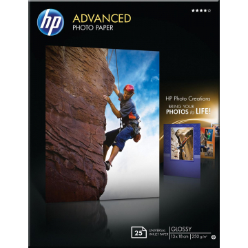 HP Advanced fotopapier ft 13 x 18 cm, 250 g, pak van 25 vel, glanzend