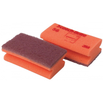 Scotch Brite schuurspons voor delicate oppervlakken, ft 7 x 13 cm, rood, pak met 10 stuks