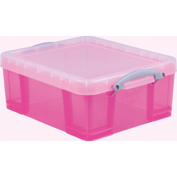 Really Useful Box 18 liter, transparant roze