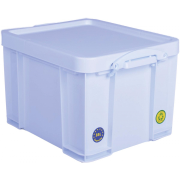 Really Useful Box opbergdoos 35 liter, neon wit met witte handvaten