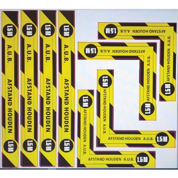 Sticker set afzetting werkplek: "a.u.b. 1,5 m afstand houden"