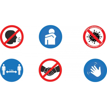 Veiligheidssticker, 6 pictogrammen met omgangsregels, ft 100 x 50 cm