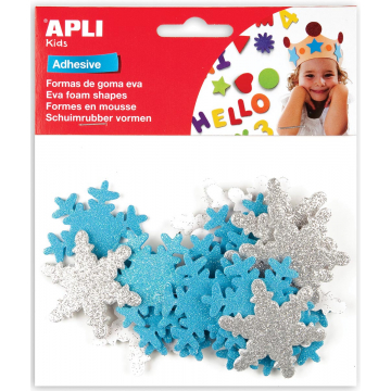 Apli Kids flocons de neige adhésifs avec paillettes, blister de 22 pièces