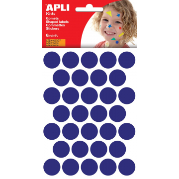 Apli Kids gommettes, cercle diamètre 20 mm, pochette de 180 pièces, bleu