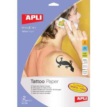 Apli papier transfert pour impression de tatouages, paquet de 2 feuilles